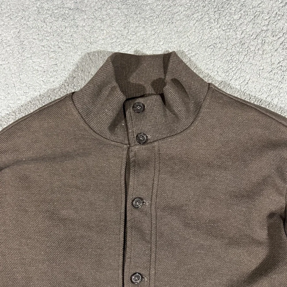 Banana Republic Men's Large Brown Knit Bomber Jacket Sherpa Lining
